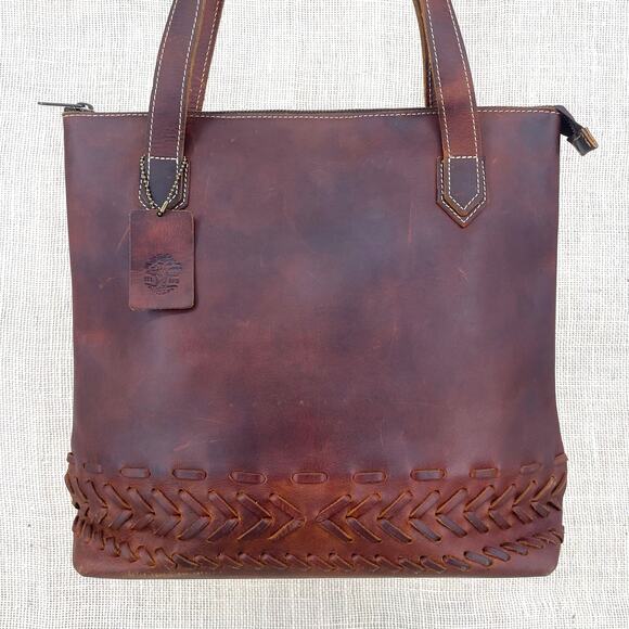 Tree Of Life Est. 2012 Logo Woven Leather Detail Large Tote Large Shoulder Bag - Picture 1 of 7